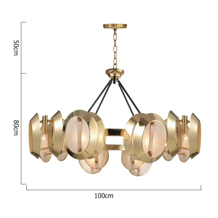 Grand salon contemporain en bronze laiton moderne, luminaire LED