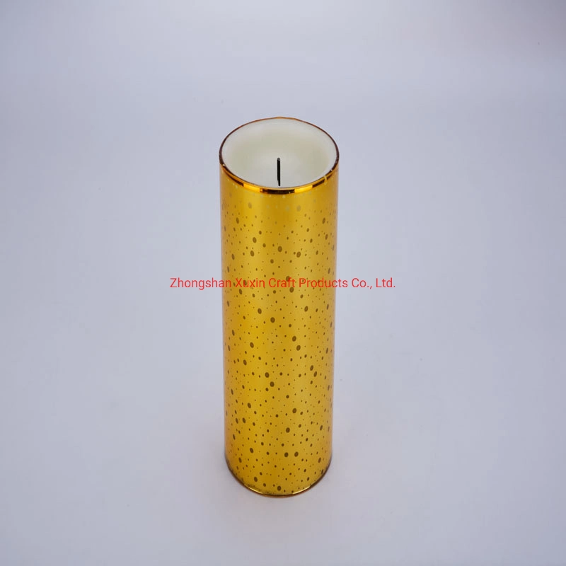 Professional Electroplated personalizado multipunto de cristal de la Estrella de Plata con pilas, velas LED sin flama que deseen Candelabro