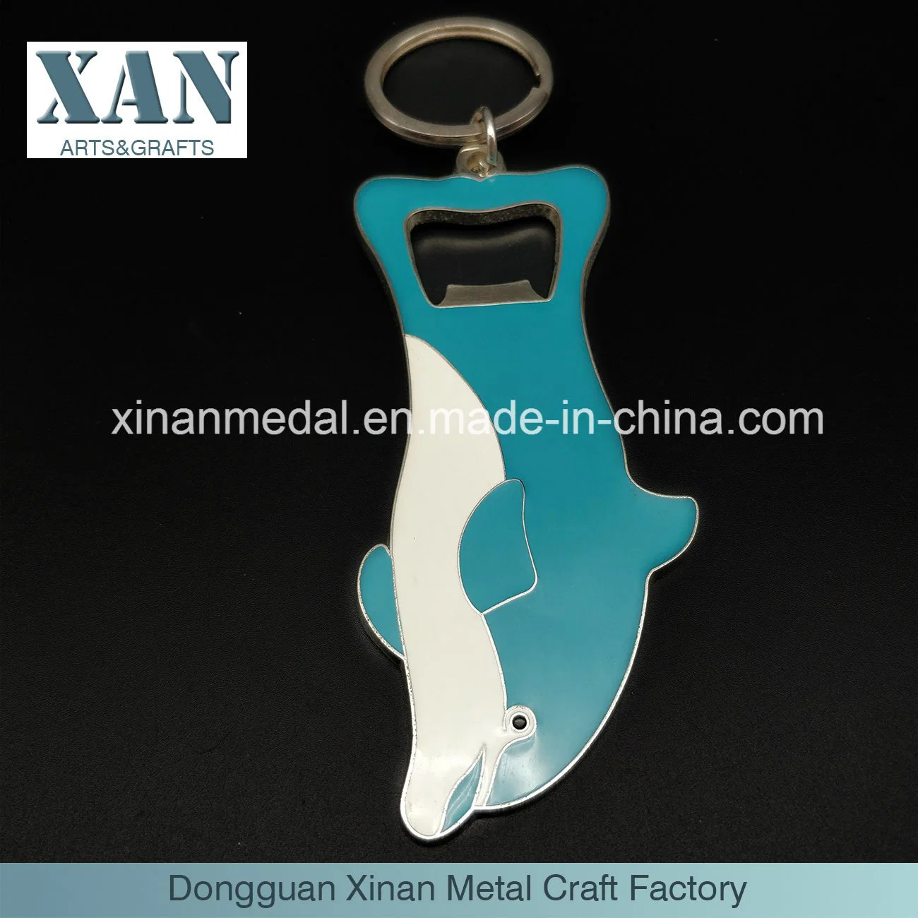 Custom Metal Enamel Animal Dolphin Keychain with Bottle Opener