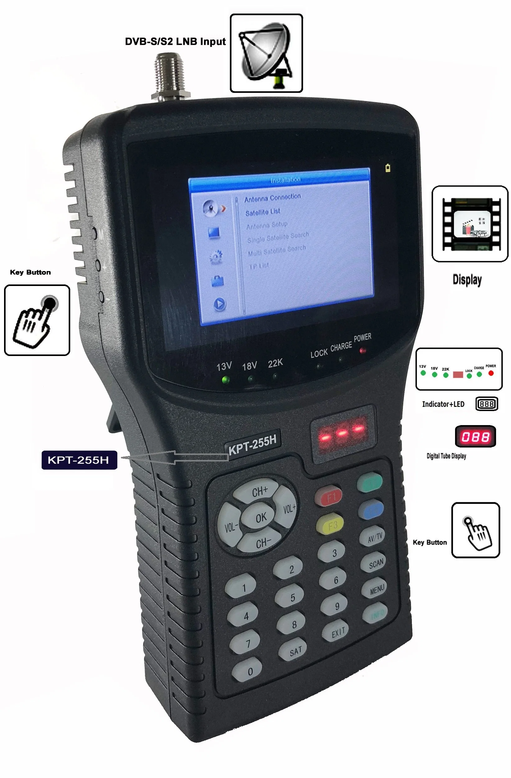 HD DVB-S Satellite Finder Meter