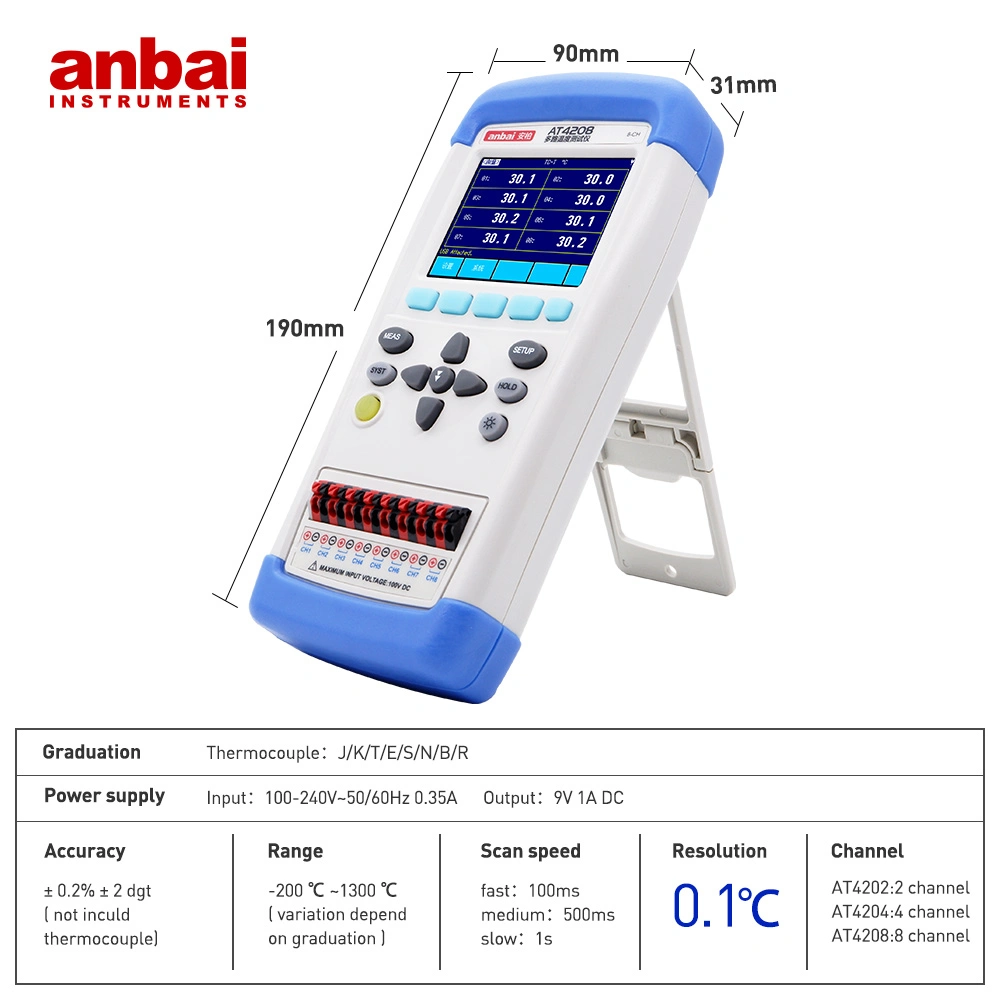 Temperature Meters Datalogger Testing Instrument with 8 Channels At4208