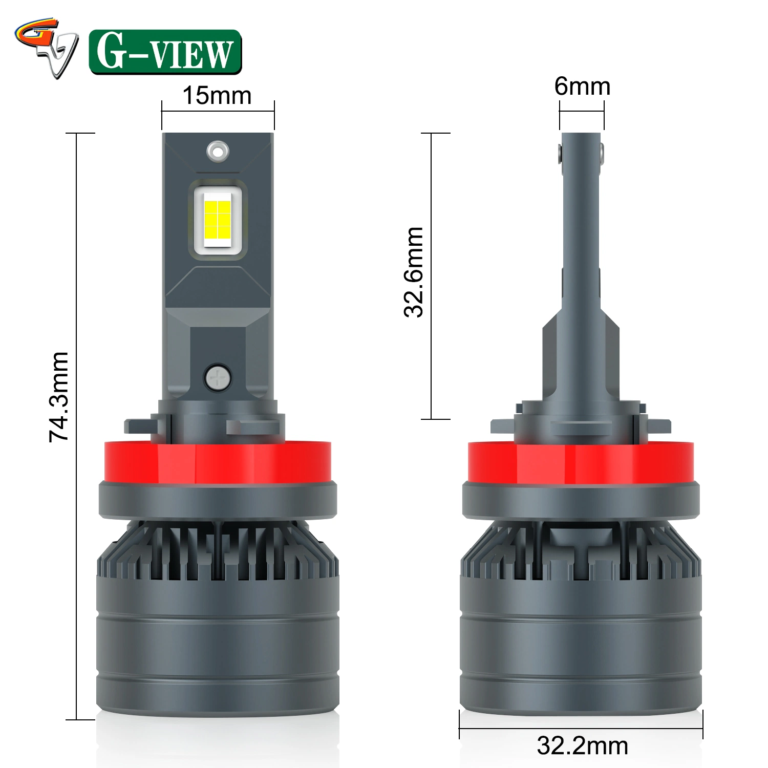 G-View LED-Autoleuchte H4/H7/H11/9005/9006 Bulb 6000K Auto Scheinwerfer-LED Scheinwerfer