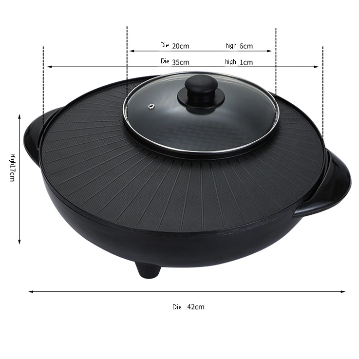 Plaque de cuisson électrique intégrée de haute qualité pour barbecue et fondue chinoise circulaire.