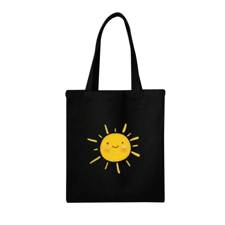 Tienda de regalos Regalo Regalo a medida Reciclaje Eco Negro algodón Natural Canvas Bolsa de la compra de regalos de Tote