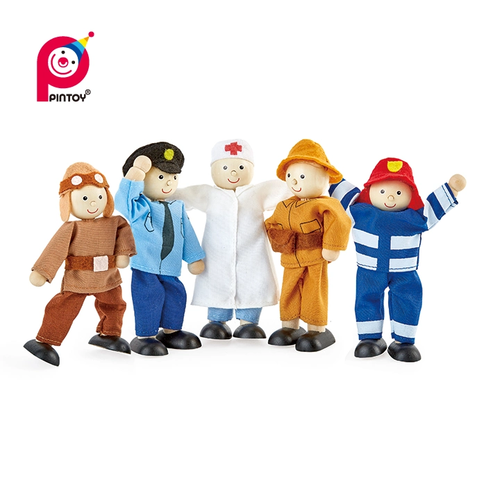 Pintoy Wooden Toy Role Play Dolls Set