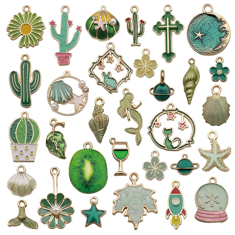 31PCS Mixed Animals Plants Flowers Enamel Charms for Jewelry Making