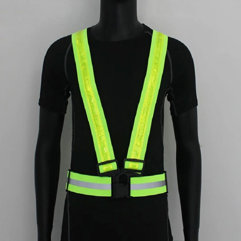 Custom Logo USB Rechargeable LED Reflective Vest Elastic Adjustable Running Traffic Sports Safety Vest with LED Flashing Light