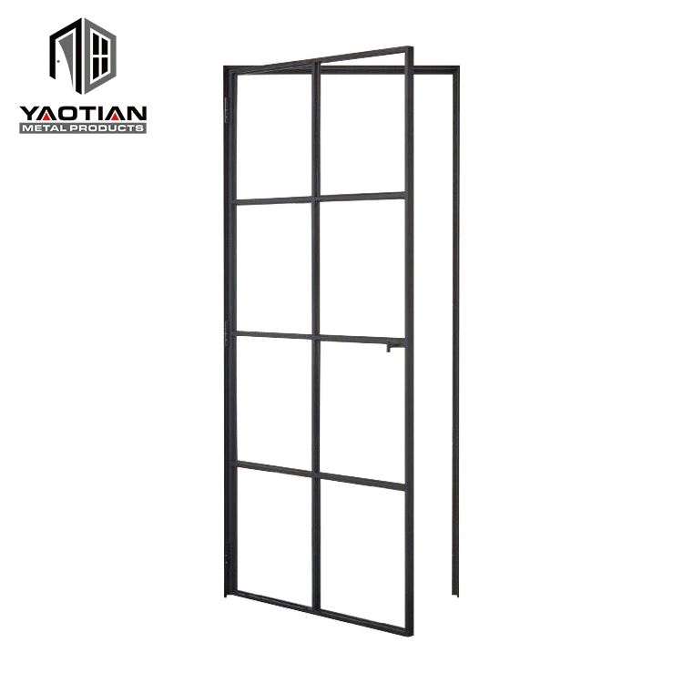 Contemporary Security Residential Black Painted Mirrored Glass Interior Door