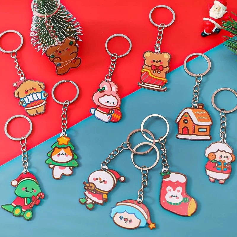 OEM Sound Christmas Hard Enamel Animal Sonw Man Custom Design Personalized Decoration High quality/High cost performance  Fashion Design Keychain Gifts for Kids