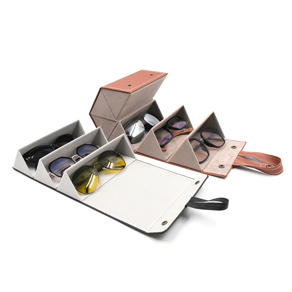 2/3/4/5/6 Multi-Slot Display Eyeglasses Storage Box Travel Folding Portable Sunglasses Organizer PU Leather Glasses Case