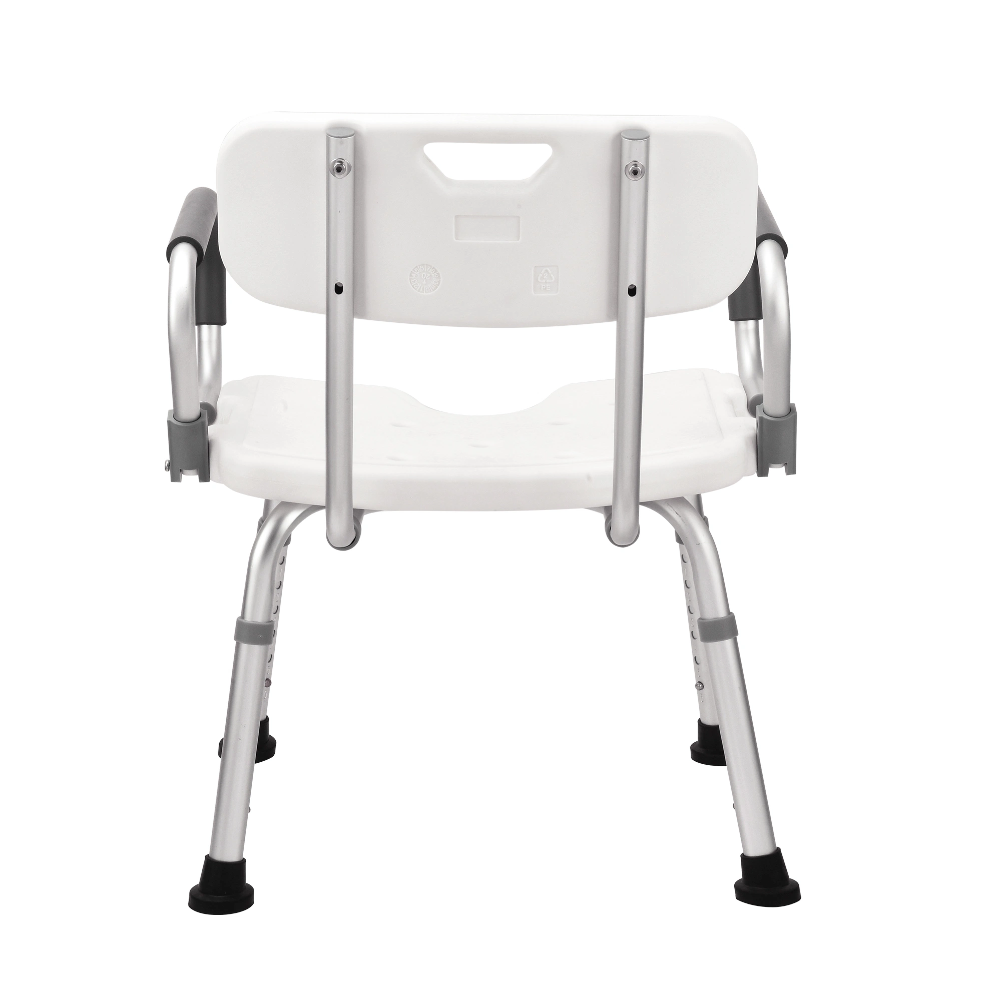 Heavy Duty Handicapped Height Adjustable Aluminum Shower Chair with Flip up Armrest