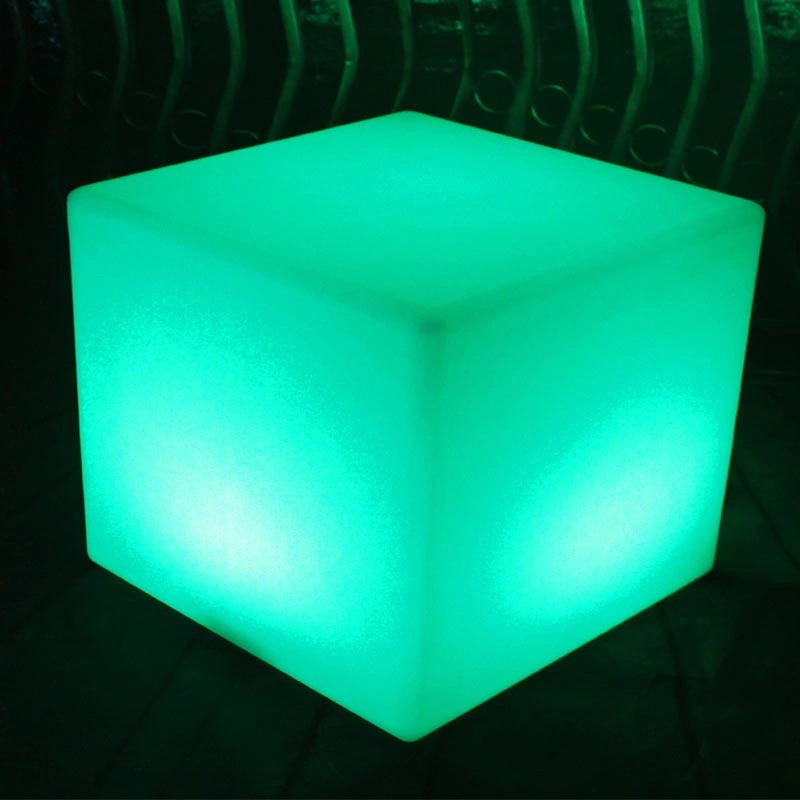 LED Plastic Outdoor Cube Chairs Modern Patio Table and Chairs Set