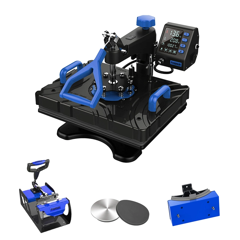 Nova chegada de 5NO1 combinada de calor Sublimação Pressione a transferência de calor a máquina com 2 tipos de placa de aquecimento (Azul)