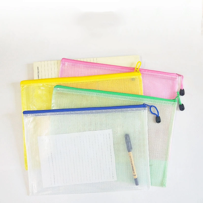 Mesh Zipper Pouch Document Bag, Plastic Zip File Folders in Colors, Zipper Bags for Organizing, Letter Size, A4 Size, for School, Board Games and Office