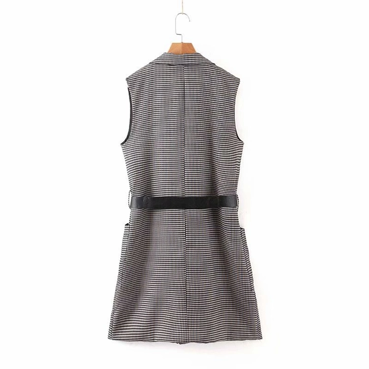 Latest Design Woman Checkered High quality/High cost performance Fashion Chic Vest Jacket