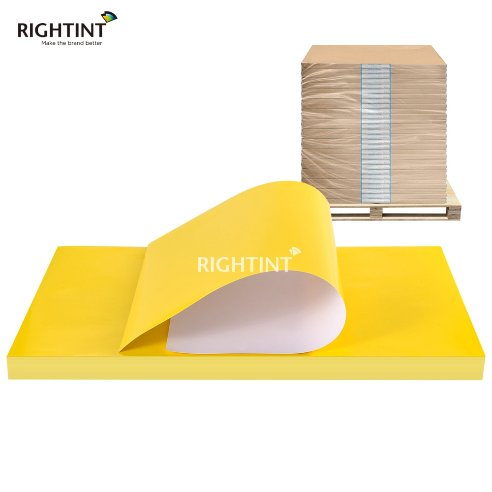 Клейкая этикетка OEM Rightint Carton Shanghai Offset Printing Paper RT-Offset YS002 Желтый ПВХ