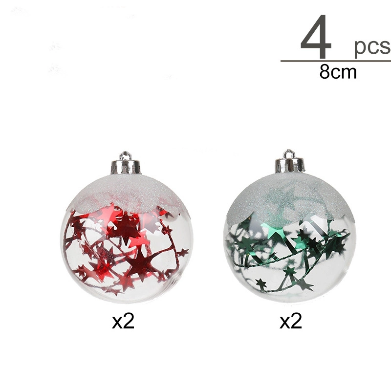 2023 Ready to Ship Transparent Colorful Christmas Transparent Plastic Hanging Ball