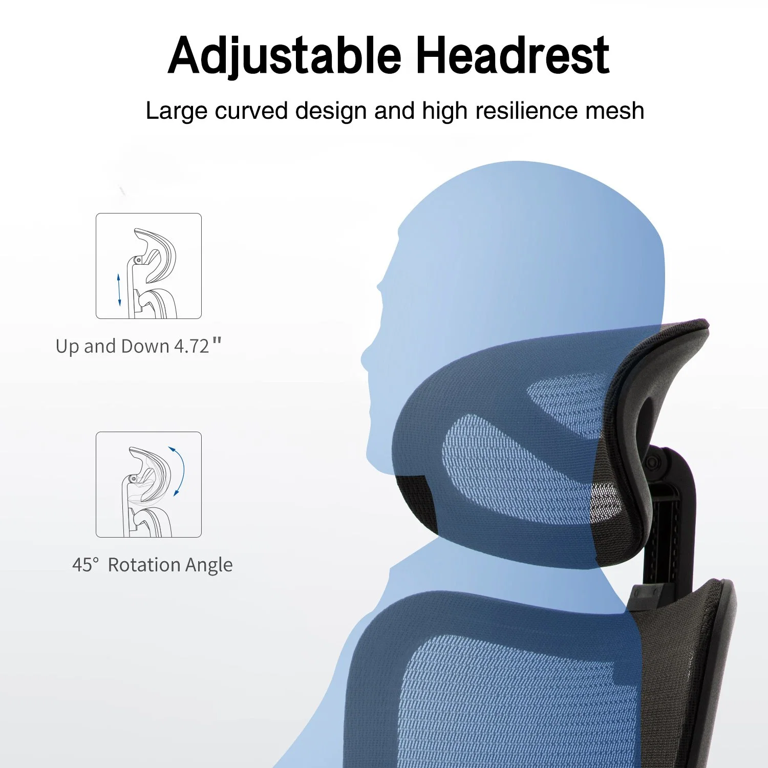 Ergonomic Office Chair, High Back Desk Chair with 2D Lumbar Support, Tilt Function, Big and Tall Mesh Chair for Gaming and Study