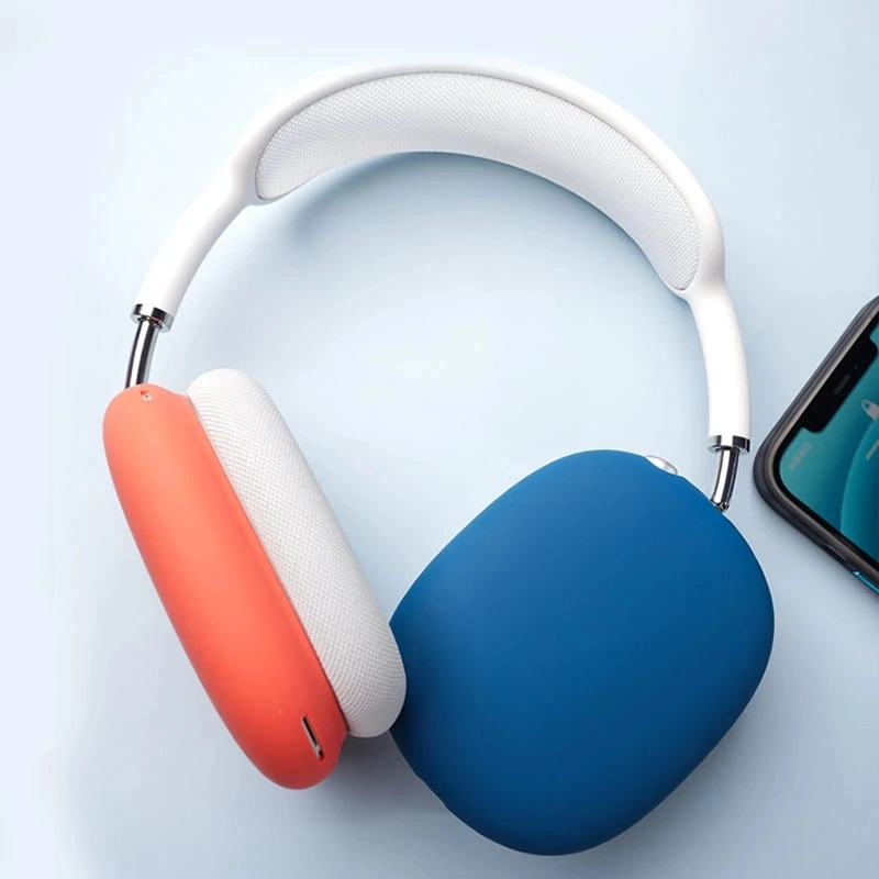 Novo estojo de silicone colorido para Airpods Max Fone de ouvido sem fio verdadeiro Protetor à prova de choque com antiderrapante em ambos os lados para capas de Air Poding Max.