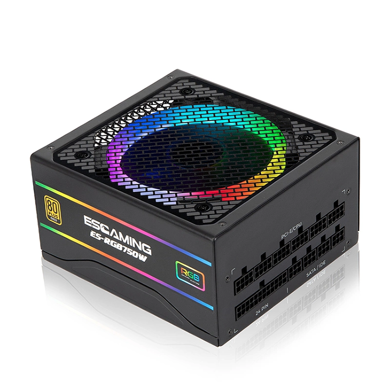 High Efficiency PC Gaming Computer PSU ATX 500W RGB LED 12cm Fan PC Power Supply 80+ Wide Voltage