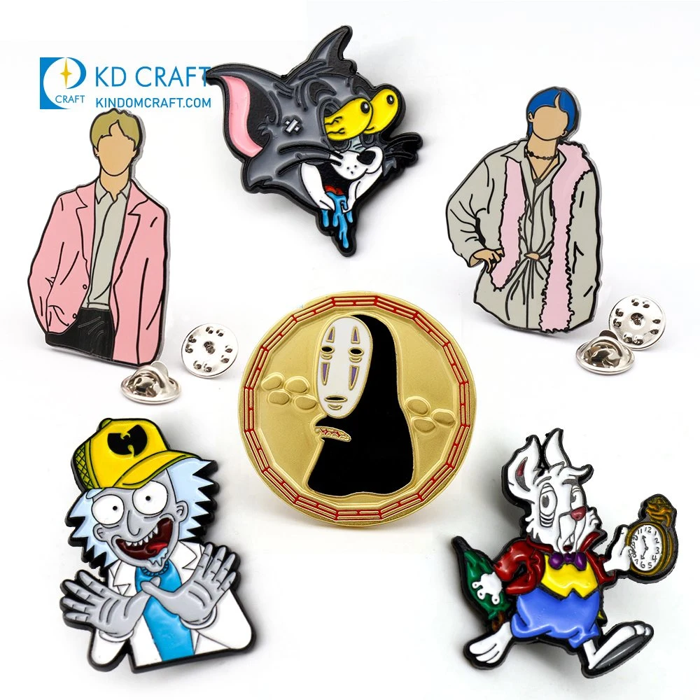 El logotipo de metal fabricante Corea Kpop divertidos Glitter de solapa Pin como dibujos animados Cute Anime Soft Hard Pin esmalte personalizado para la ropa