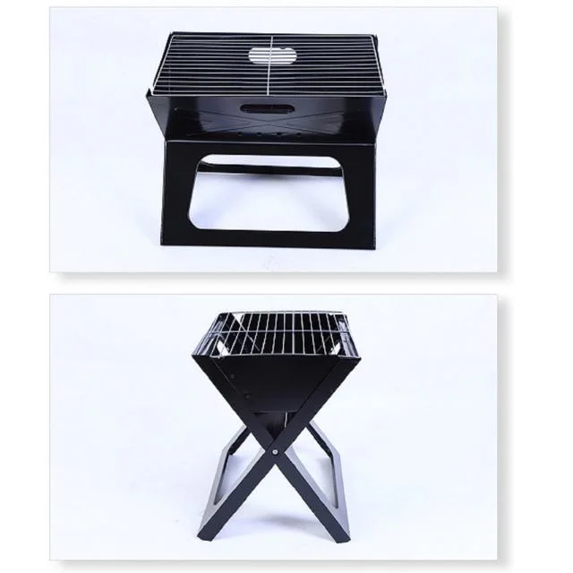 Stainless Steel Charcoal Grill Portable X-Type for Camping Family Dinner BBQ Folding Large Grill Bl18061