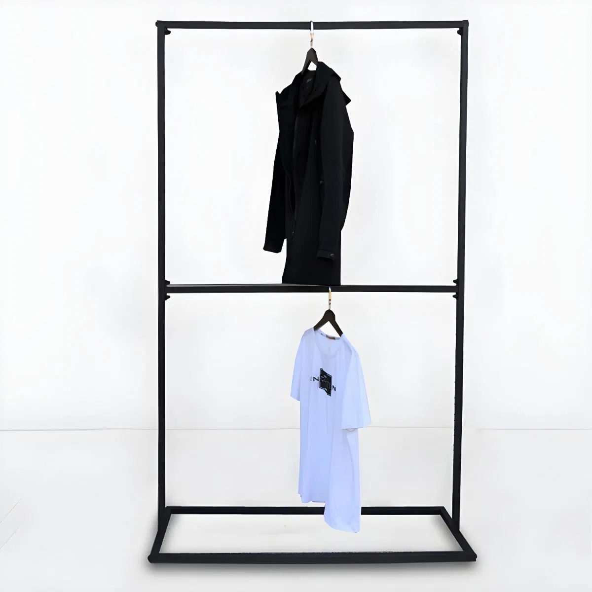 Hall contemporáneo árbol Hang Garment palanca Hall Negro ropa Metal Soporte de pantalla