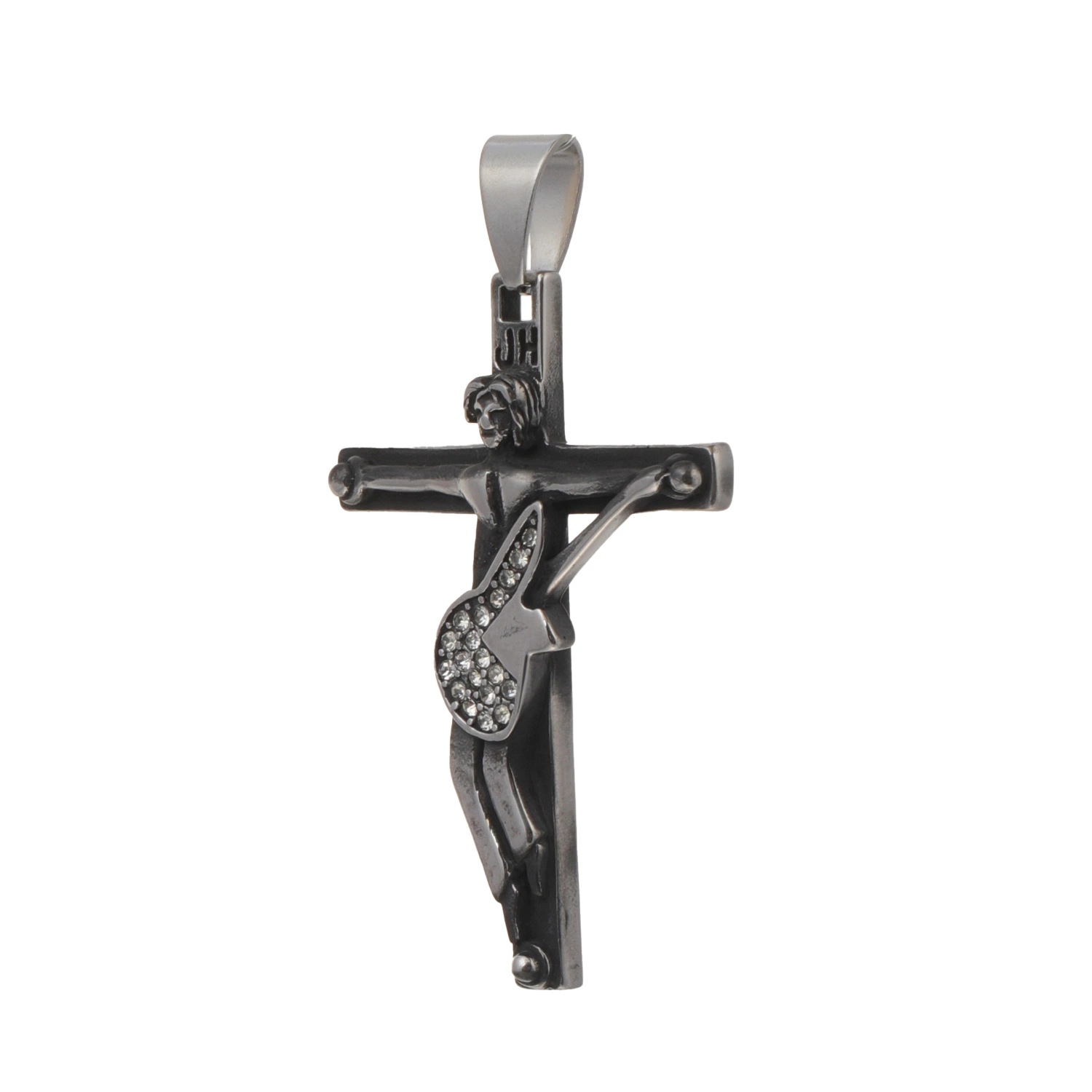 Personnalisé de haute qualité en acier inoxydable Collier pendentif Croix pour les hommes adolescents Bijoux trois couches Jésus Crucifix Croix colliers