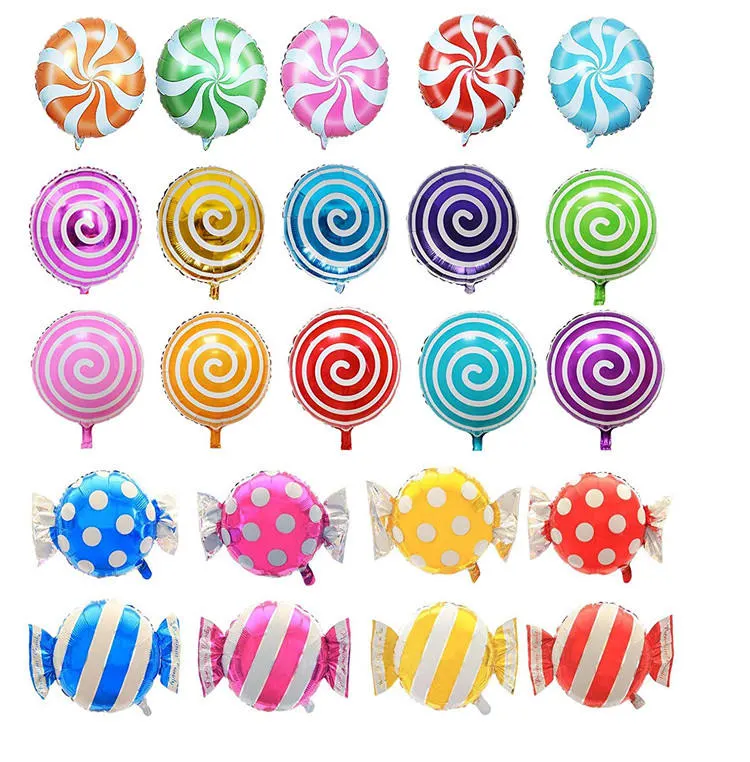 23 PCS 18" Sweet Candy Balloons Round Foil Lollipop Balloon Birthday Wedding Party Balloons