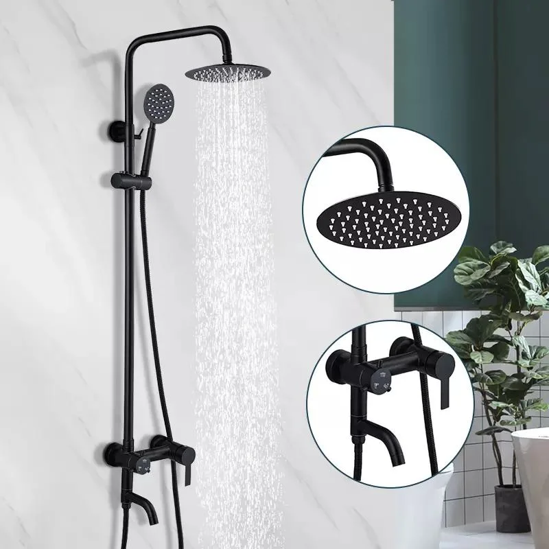 Conjunto de ducha en la pared de acero inoxidable toca Grifos de baño ducha de lluvia lluvia Kits de Grifo monomando de Juego de conjunto de accesorios de baño negro