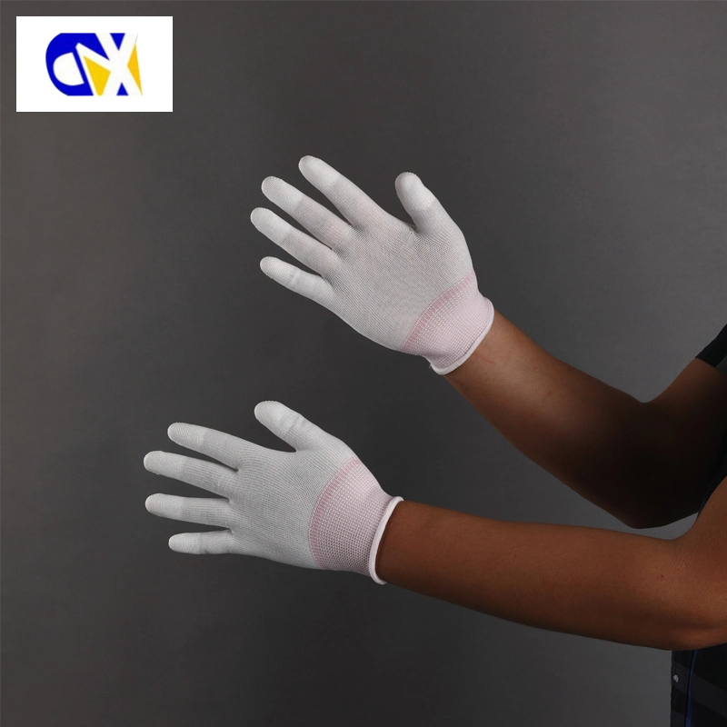 13 Gauge Non-Slip Nylon White PU Coated Protective Gloves