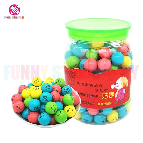 Factory Price Fruit Flavor Multi-Colors Smile Face Gum Ball Candy