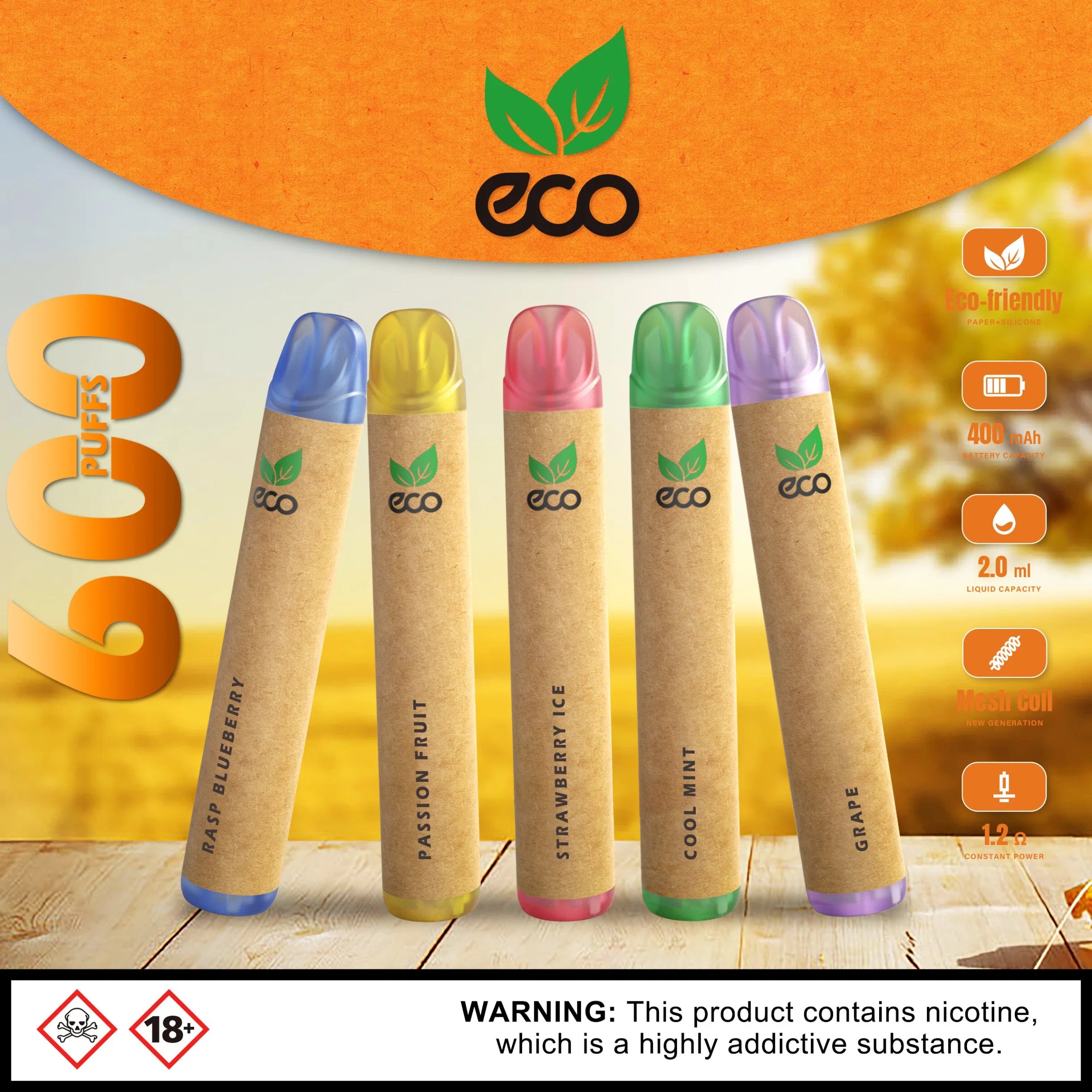 Etiqueta blanca Eco-Friendly materiales desechables VAPE TPD 600 Puffs Mini E-cigarrillo