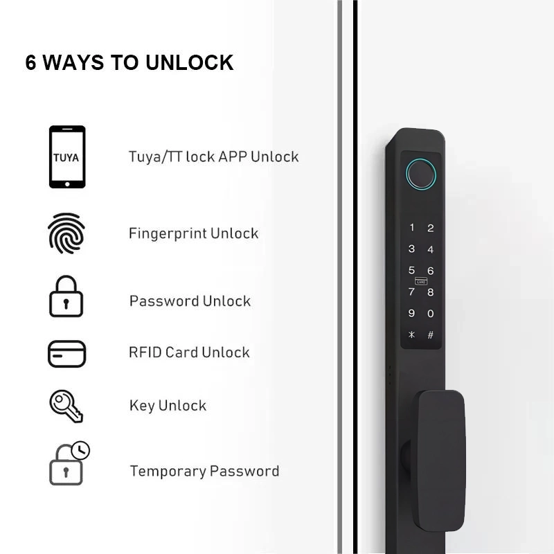 تقنية WiFi Tuya التطبيق ElectronicFingerprint Lock Zinc Alloy Multi-functional Smart قفل الباب