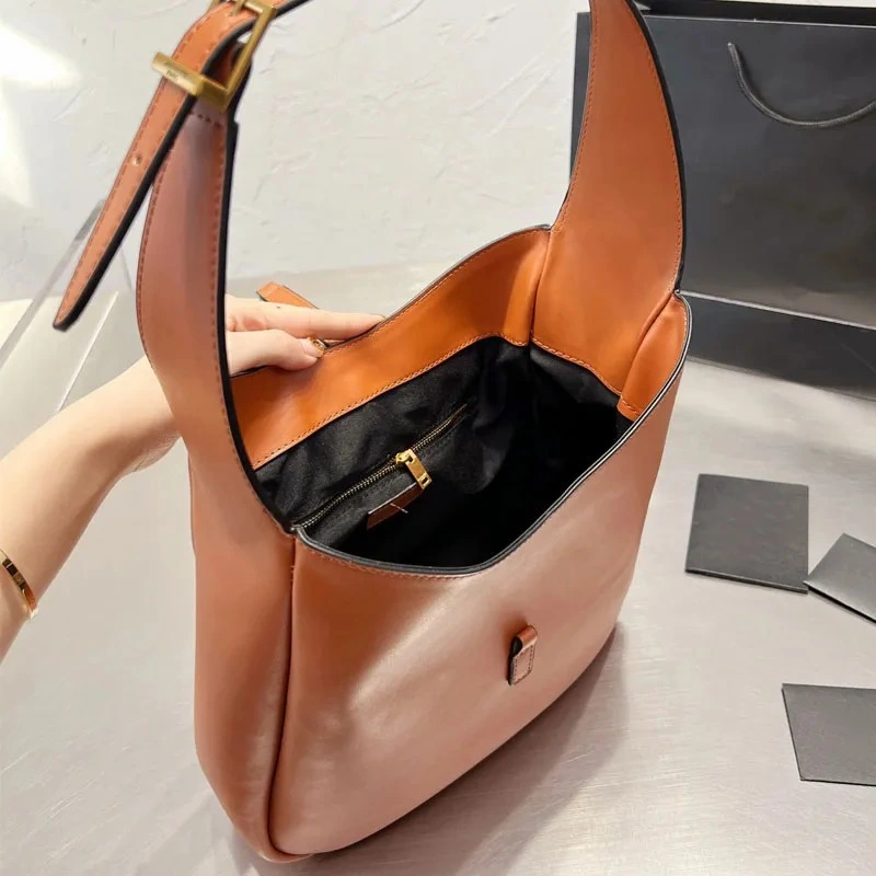 Hobo Armpit Bucket Bag Shoulder Handbag Large Shopping Tote Bag Fashion Bag Cowhide Genuine Leather Adjustable Strap Lady Handbags Tote Bag