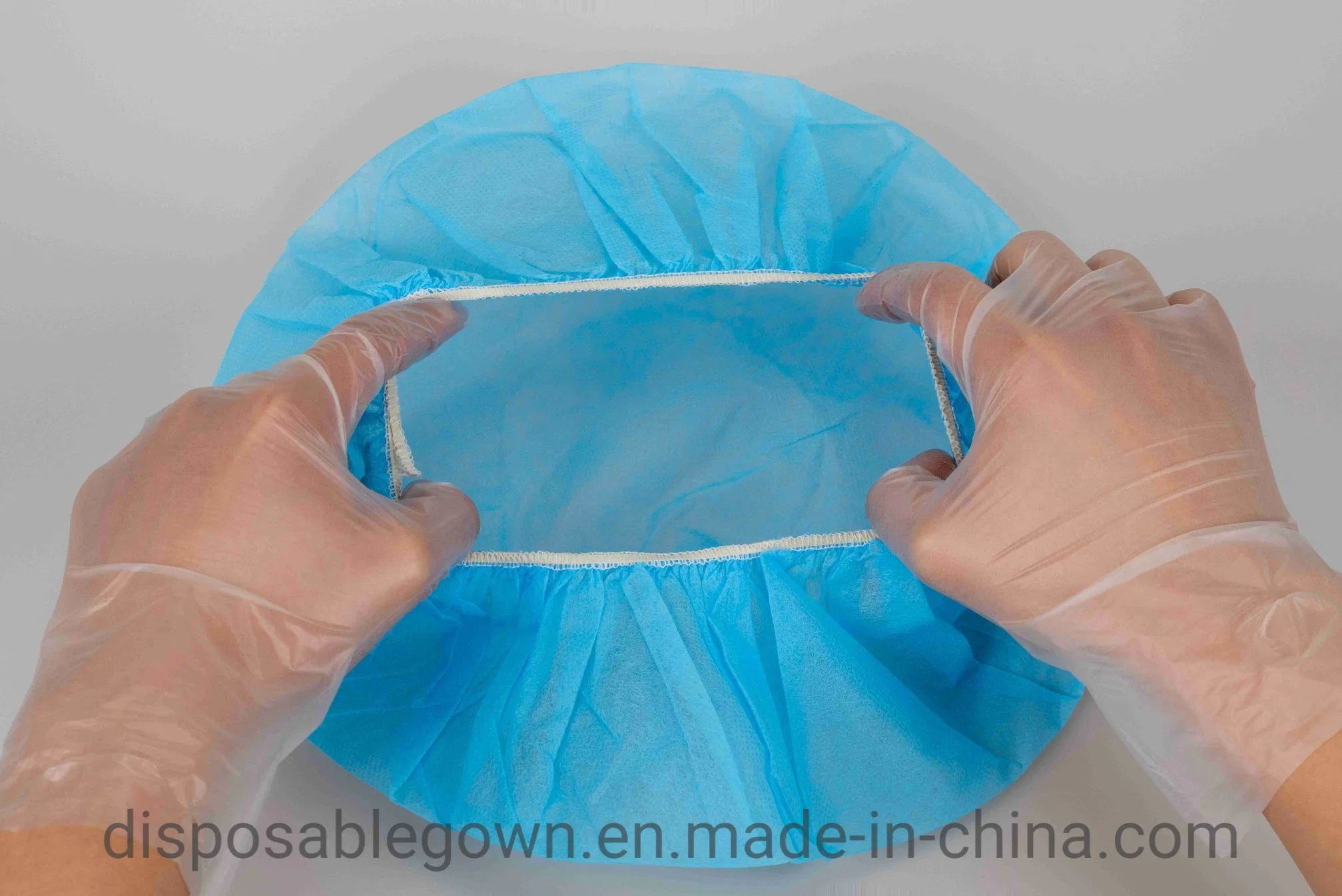 Disposable Use Work Bouffant Cap with Latex-Free Single Elastic Free Size PP Nonwoven Round Clip Cap