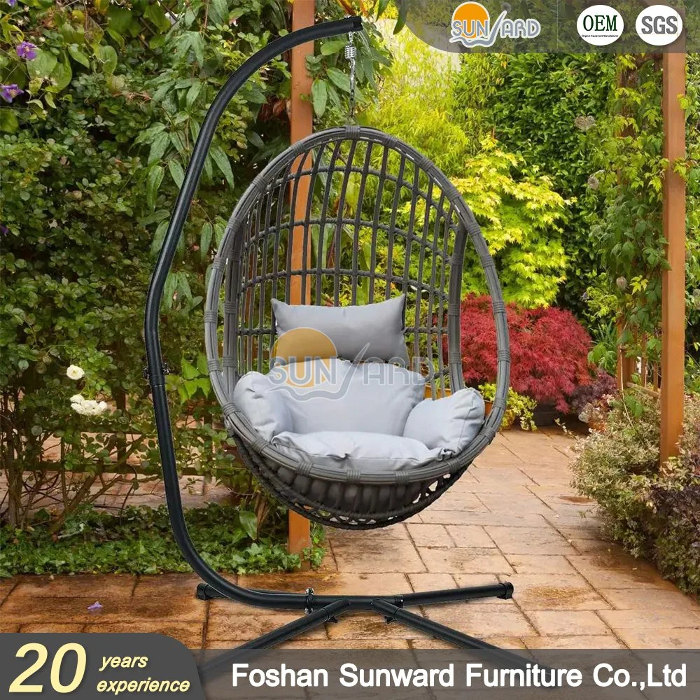 Outdoor Furniture Aluminum PE Rattan Wicker Hanging Swing Hammock Hanging Chair