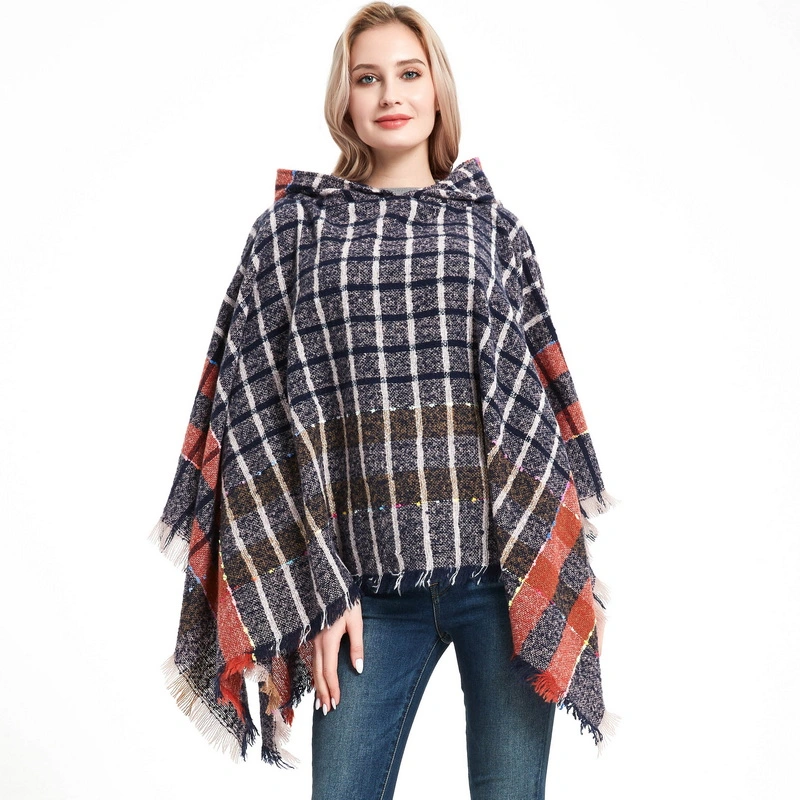 High Quality Winter Hooes Cape Poncho للنساء