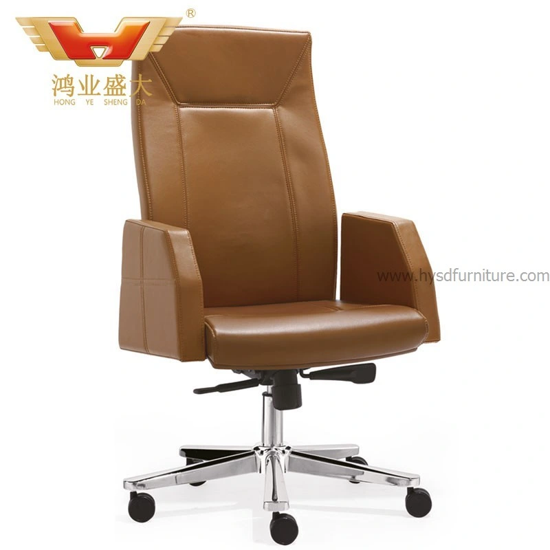 Comfortable Black Leather Wooden Armrest Executive Chair Office Furniture (B-054)