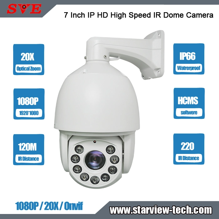 7 Inch IP 20X 1080P HD High Speed Security Network Onvif Video Surveillance Outdoor Waterproof IP66 IR IP Dome Camera