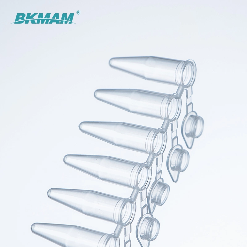 Tubo de centrífuga de tubo de PCR de 0,2 0.1ml de pared delgada de 0,5 ml de PCR transparentes los tubos de tiras de 8
