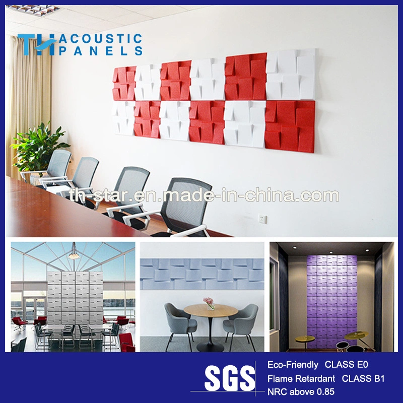 Hot Style Acoustic 3D Panel Square Shaped Sound Absorption Polyester Fiber Panels