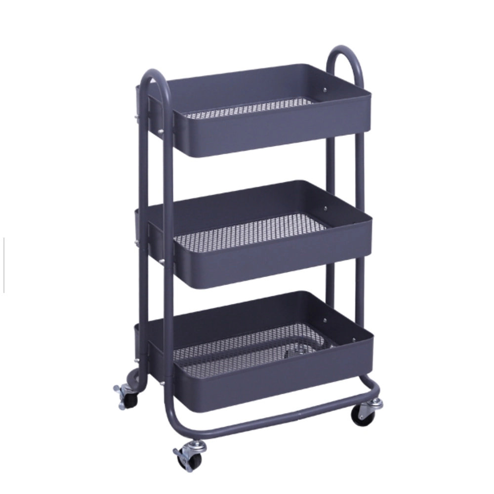 Factory Whole Sale 3 Layers Metal Kitchen Rack with Wheels Storage Car