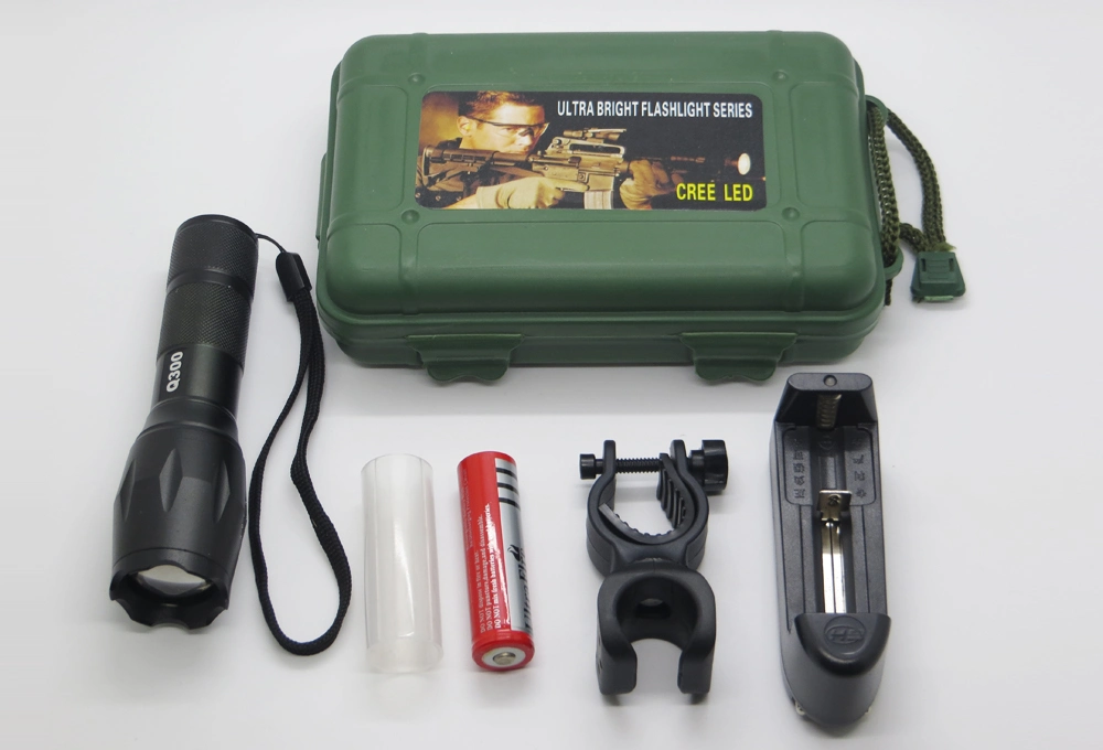 CREE T6 1000LM 3 zoom de modo de camuflaje caza Sos Luz LED Linterna+Cargador de batería ++Caja de regalo