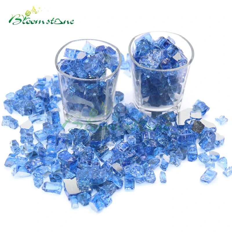 Reflective Tempered Fire Glass Rock Cobalt Blue 1/2 Inch