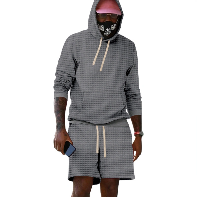 Loose Solid Color Hooded Suit Athletic Long Sleeve Shorts Sportswear