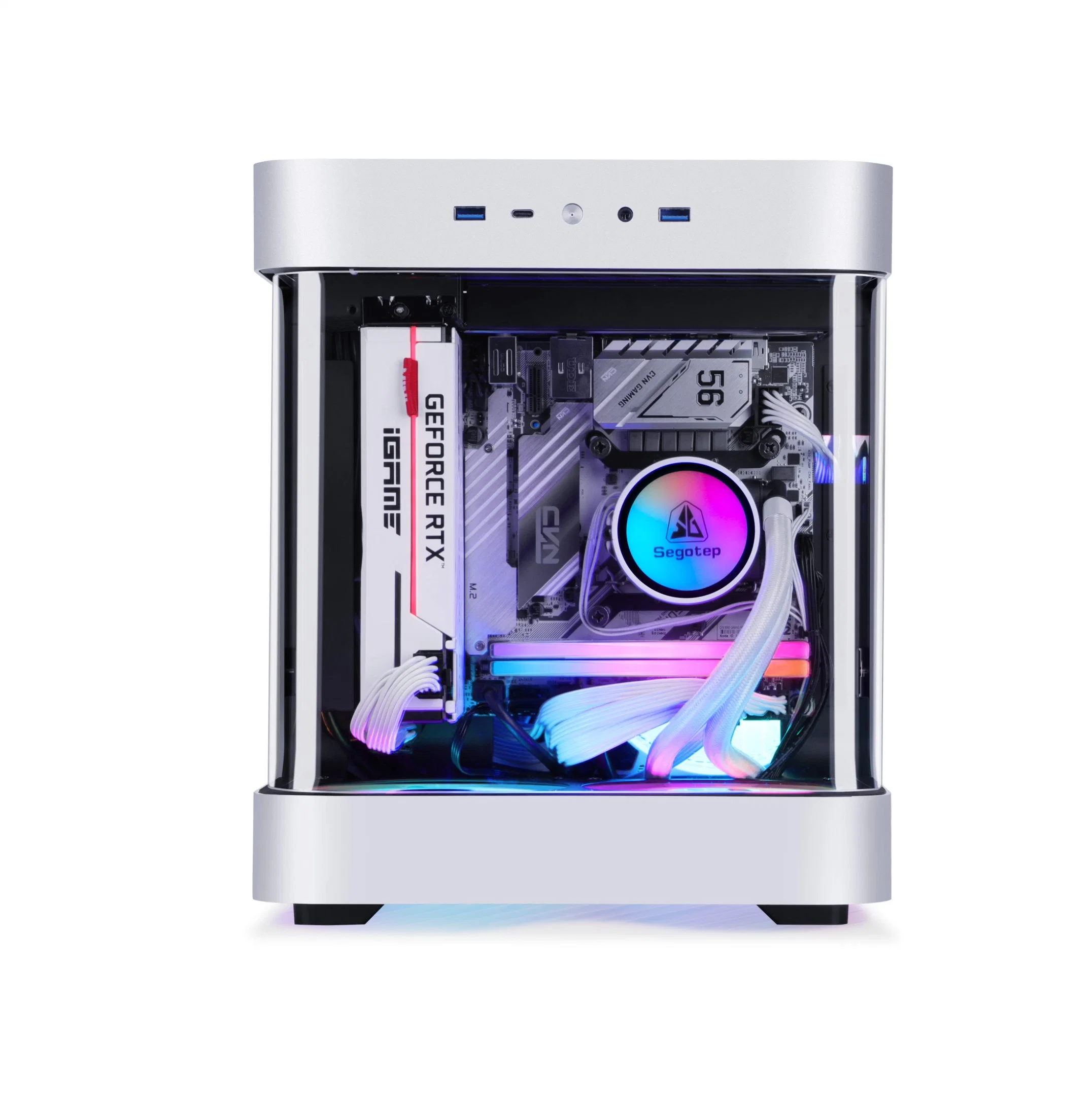 ITX Gaming Case aluminio Shell vidrio curvo ordenador de sobremesa para juegos Caso