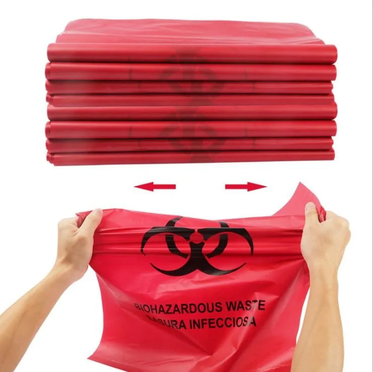 Medical jaune rouge noir en plastique pour déchets biologiques dangereux autoclavables sac sac poubelle de déchets
