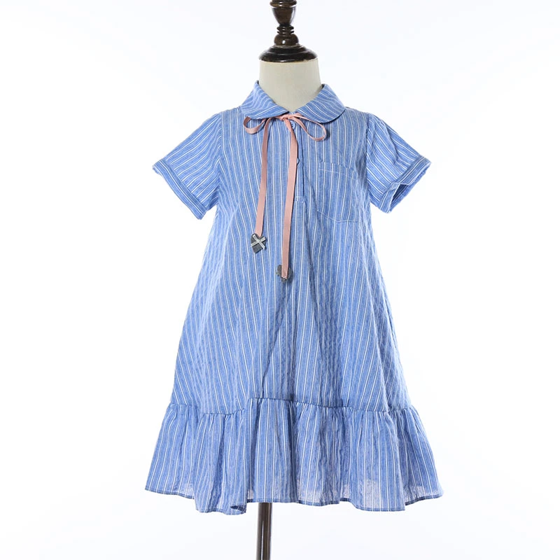 New Look Fashion Summer Collection Children's Clothes Striped Girls Casual Dress for Kids Girls Baby