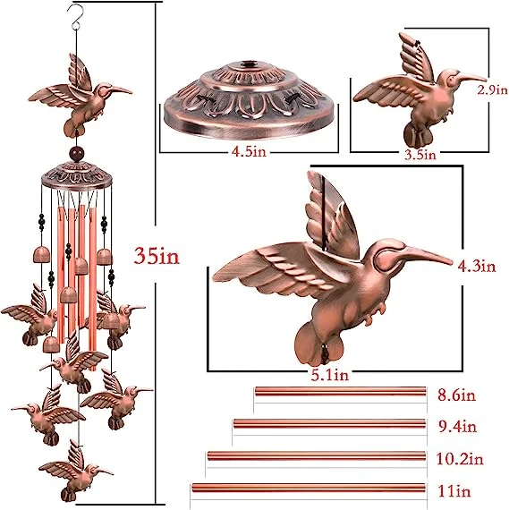 Hummingbird Wind Chimes, jardin, maison, balcons, Chambre, Patio, intérieur, décoration extérieure, cadeau